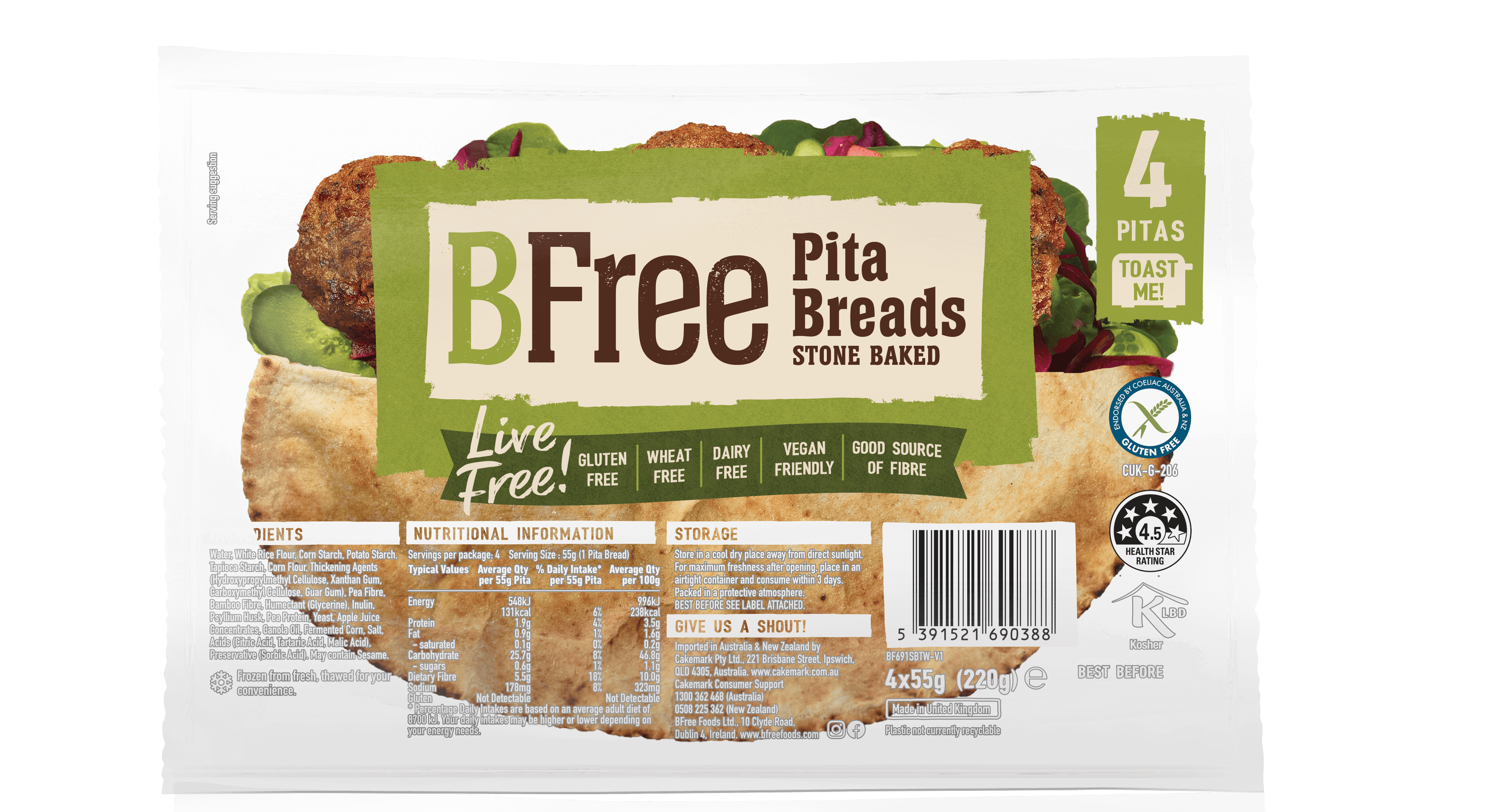 Stone Baked Pita Bread BFree Foods Australia