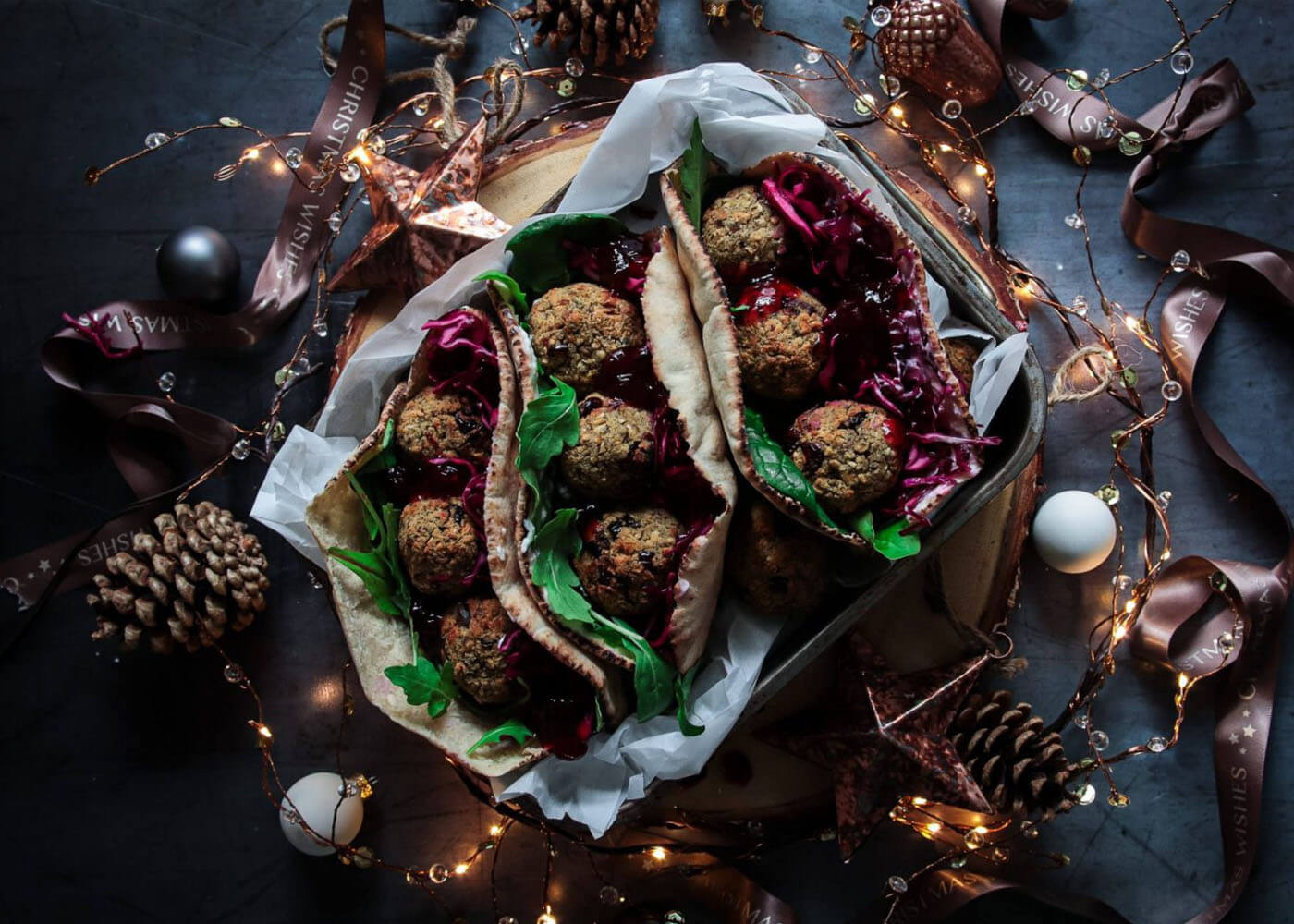 Gluten Free Vegan Christmas Stuffed Pitas