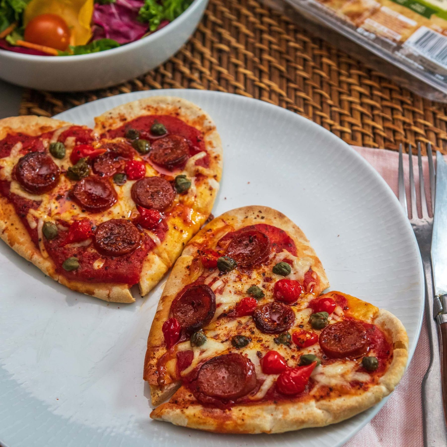 Stuffed Crust Valentine's Pitta Pizzas