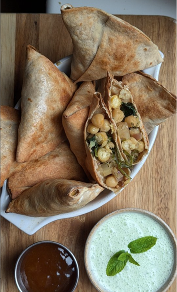 BFree Soft White Wrap Gluten Free Chickpea & Potatoes Wrap Samosas! - @amys_food